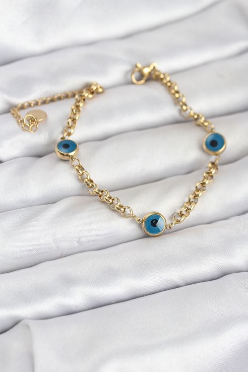 YRTCL 316L Çelik Nazar Model Gold Renk Kadın Bileklik