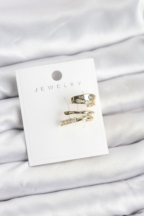 YRTCL Gold Renk Zirkon Taşlı Pirinç Kıkırdak Küpe