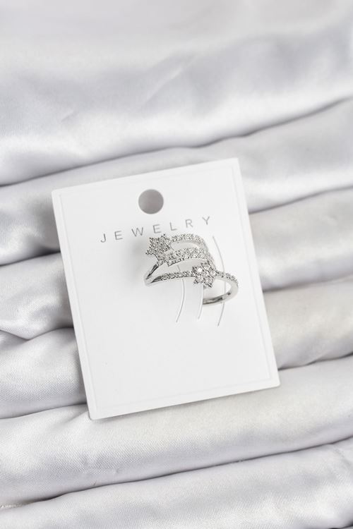 YRTCL Gümüş Renk Zirkon Taşlı Yıldız Model Kıkırdak Earcuff Küpe