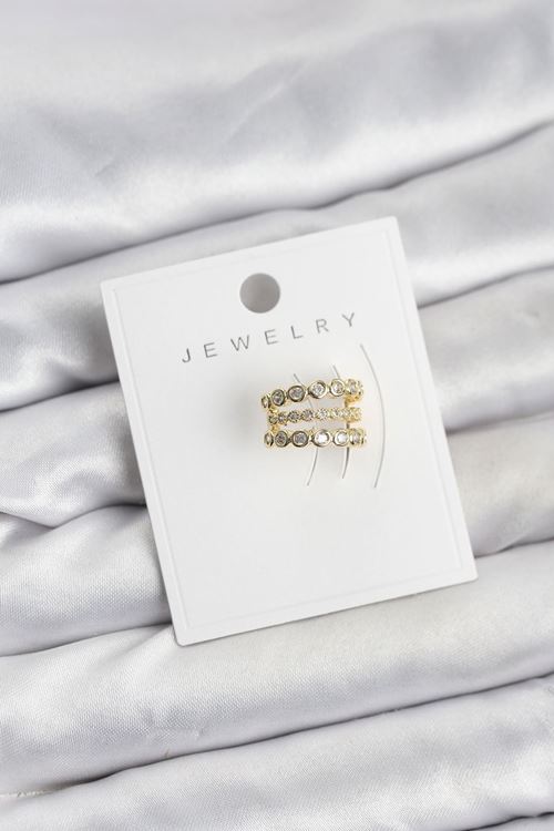 YRTCL Gold Renk Zirkon Taşlı Pirinç Kıkırdak Earcuff Küpe
