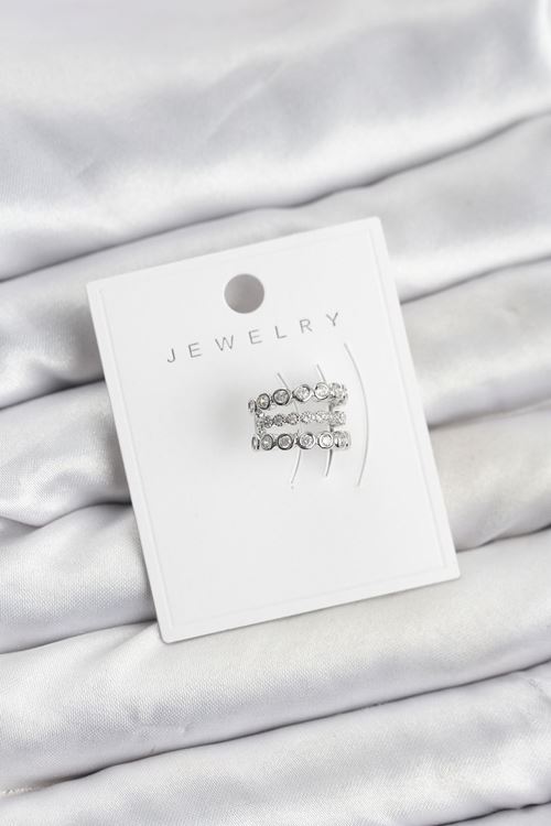 YRTCL Gümüş Renk Zirkon Taşlı Pirinç Kıkırdak Earcuff Küpe