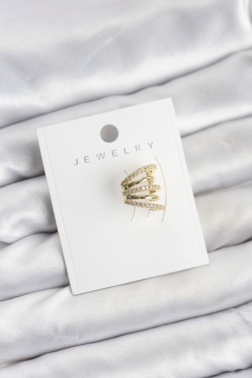 YRTCL Gold Renk Pirinç Zirkon Taşlı Kıkırdak Earcuff Küpe