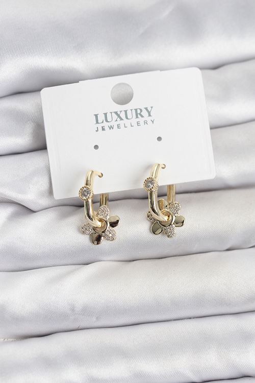 YRTCL Zirkon Taşlı Pirinç Kadın Göçmen Küpesi