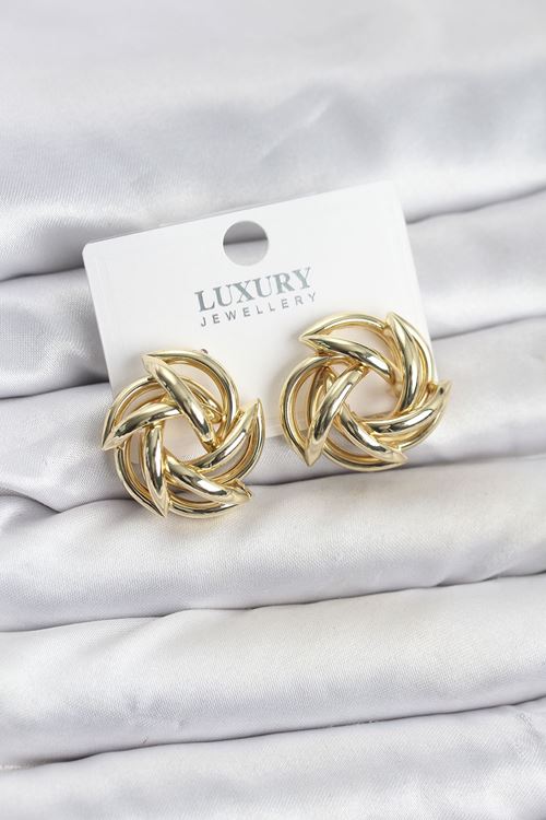 YRTCL Gold Renk Pirinç Keskin Sarmal Model Kadın Küpe