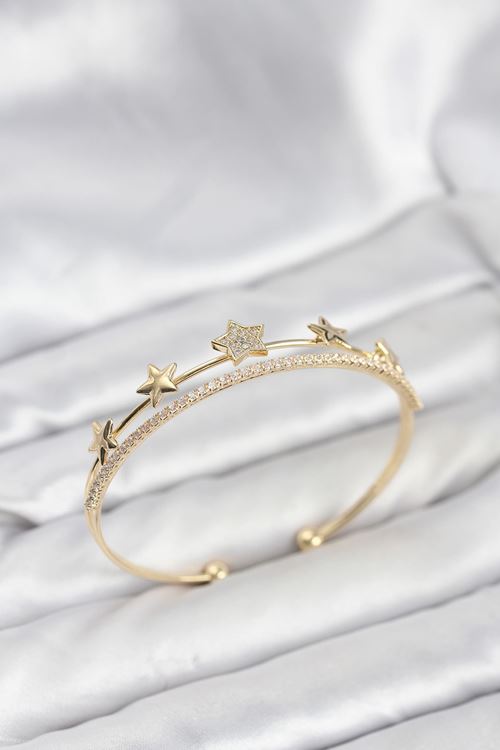 YRTCL Yıldız Model Gold Renk Pirinç Kadın Bileklik