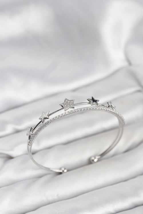 YRTCL Yıldız Model Gümüş Renk Pirinç Kadın Bileklik