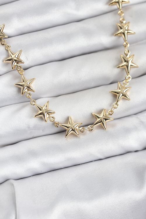 YRTCL Yıldız Model Pirinç Gold Renk Kadın Kolye