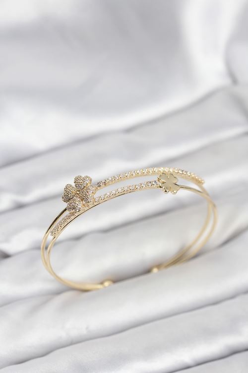 YRTCL Pirinç Gold Renk Yonca Model Kadın Bileklik