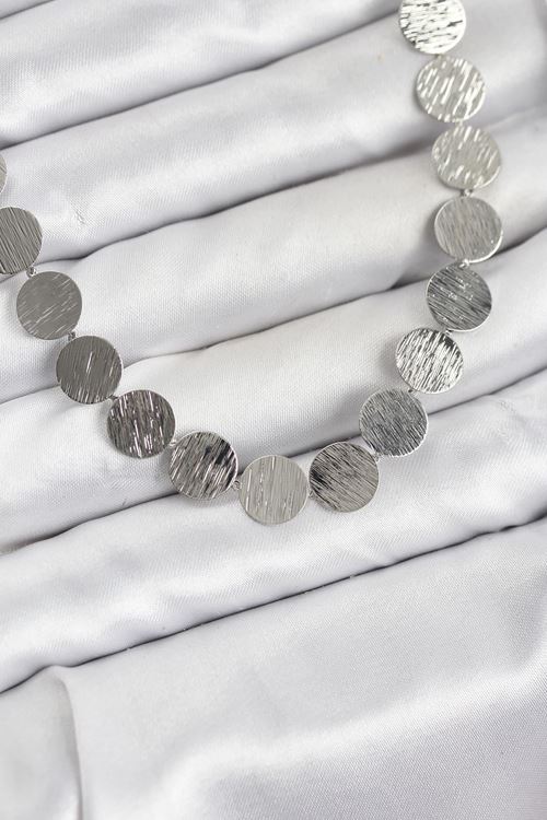 YRTCL Yuvarlak Plaka Model Gümüş Renk Kadın Kolye