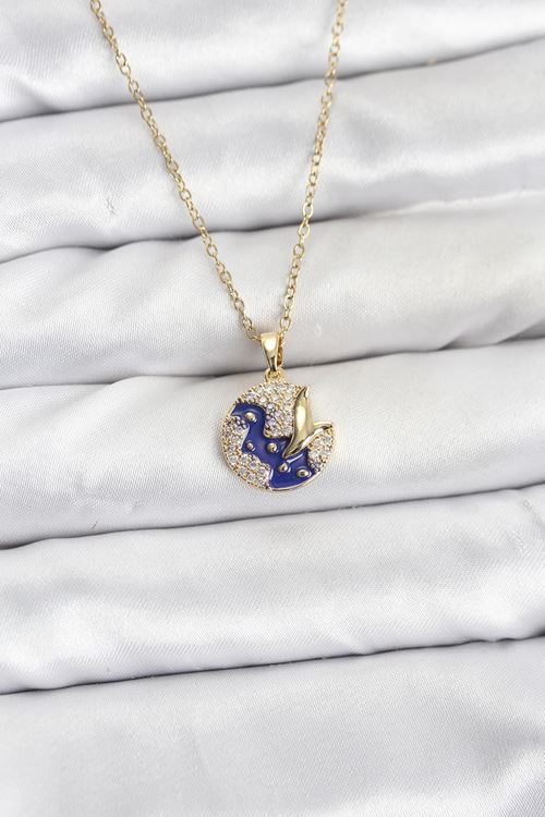 YRTCL 316L Çelik Zincir Gold Renk Gece Model Zirkon Taşlı Kadın Kolye