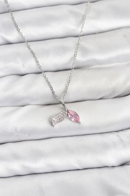 YRTCL 316L Çelik Zincir Gümüş Renk Balık Kuyruğu Model Zirkon Taşlı Kadın Kolye