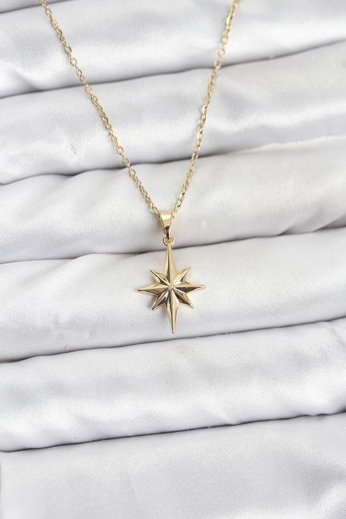 YRTCL 316L Çelik Zincir Gold Renk Kutup Yıldızı Model Kadın Kolye