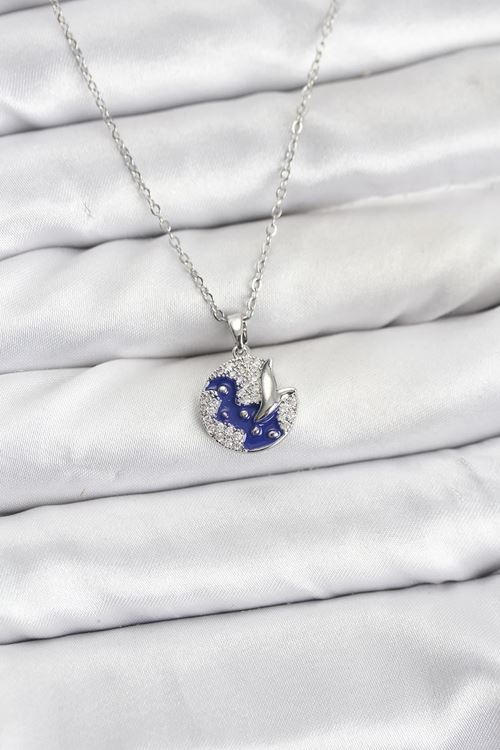 YRTCL 316L Çelik Zincir Gümüş Renk Gece Model Zirkon Taşlı Kadın Kolye