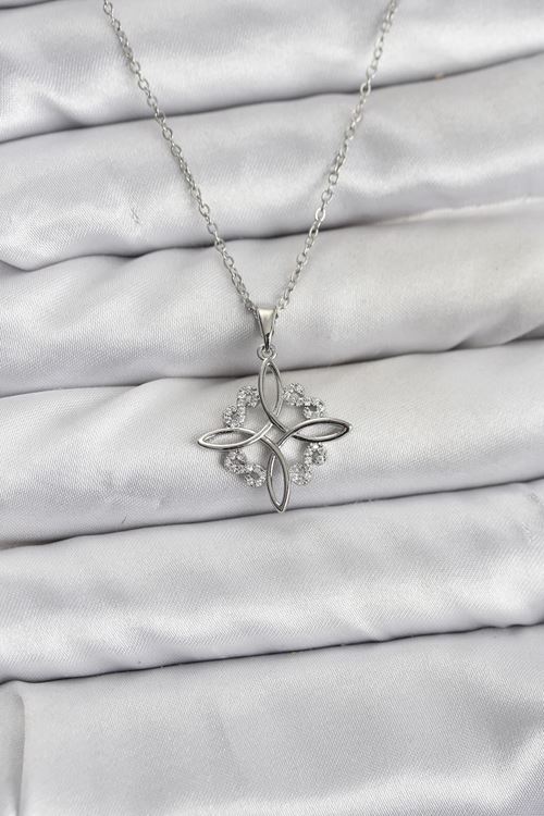 YRTCL 316L Çelik Zincir Gümüş Renk Sonsuzluk Model Zirkon Taşlı Kadın Kolye