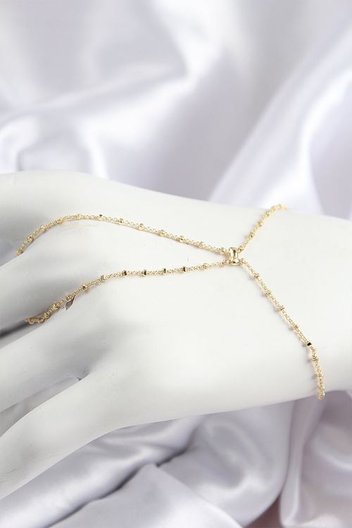 YRTCL Pirinç Boncuk Zincirli X Model Gold Renk Kadın Şahmeran