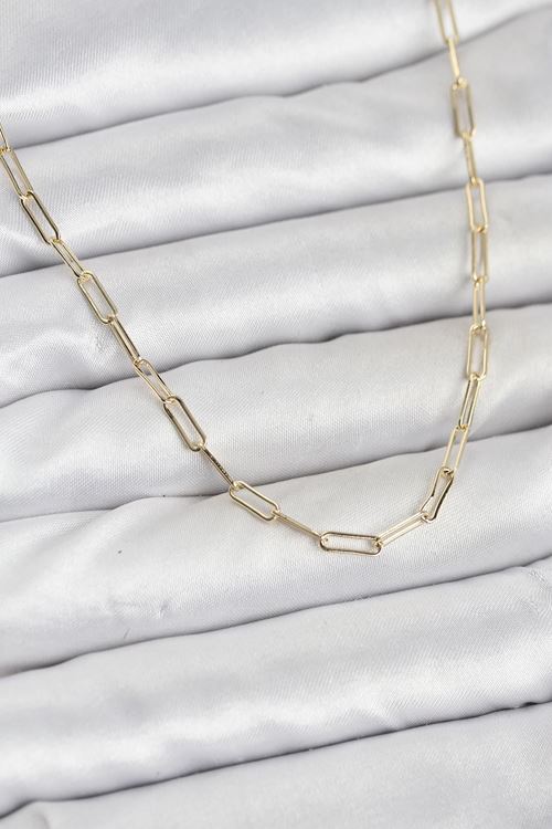 YRTCL CM 14K Gold Renk Pirinç Ataç Zincir Kadın Kolye