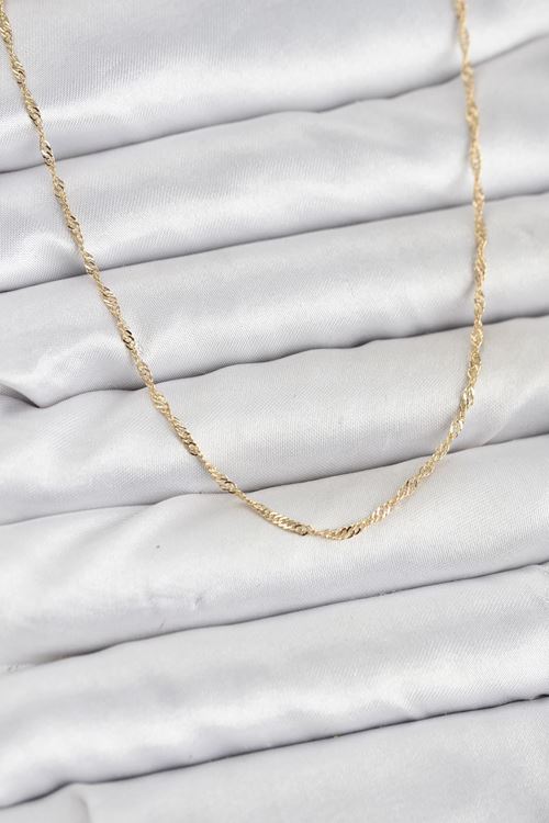 YRTCL CM 14K Gold Renk Pirinç Ezme Burgu Model Kadın Kolye