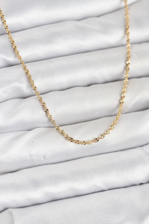 YRTCL CM 14K Gold Renk Ezme Burgu Zincir Model 60 cm Kadın Kolye