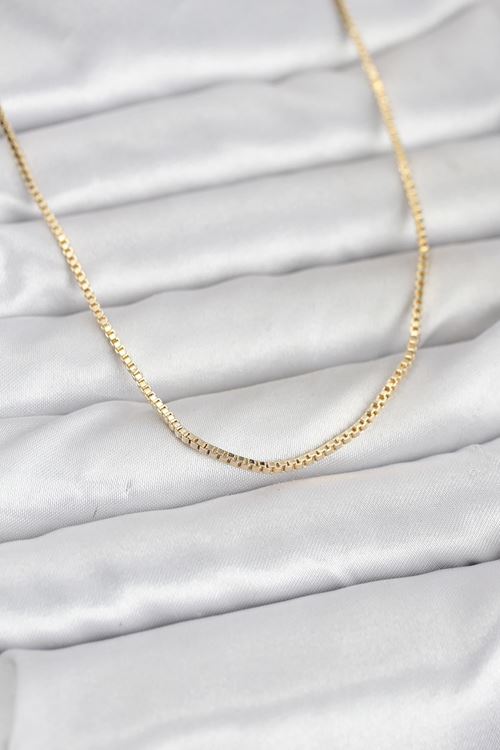 YRTCL CM 14K Gold Renk Kare Zincirli Model 60 cm Kadın Kolye