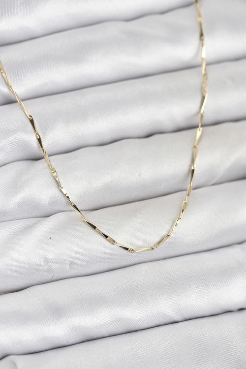 YRTCL CM 14K Gold Renk İnce Kesim Çubuk Model Zincir Kadın Kolye