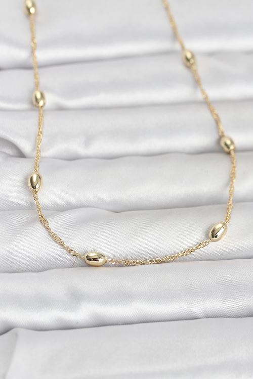 YRTCL CM 14K Gold Renk Topçuklu Burgu Zincir Model 60 cm Kadın Kolye