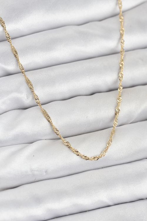 YRTCL CM 14K Gold Renk Yassı Burgulu Model Kadın Kolye