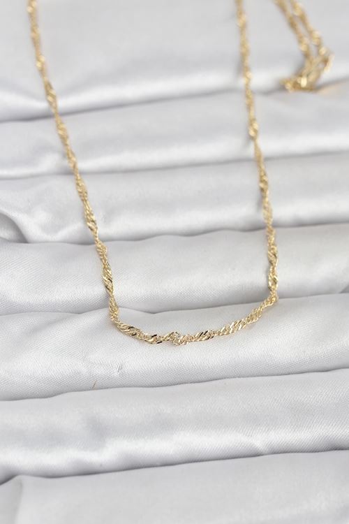 YRTCL CM 14K Gold Renk Burgu Zincirli 60 cm Kadın Kolye