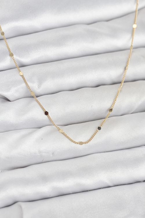YRTCL CM 14K Gold Renk Ezme Pul Model 60 cm Kadın Kolye