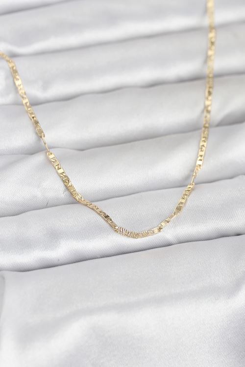 YRTCL CM 14K Gold Renk Yassı Zincir Model 60 cm Kadın Kolye