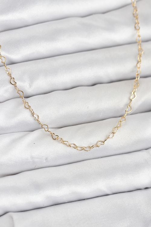 YRTCL CM 14K Gold Renk Kalp Zincirli Kadın Kolye