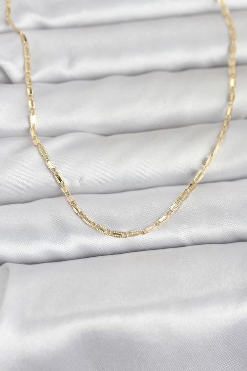 YRTCL CM 14K Gold Renk Lazerli Zincir Model 60 cm Kadın Kolye