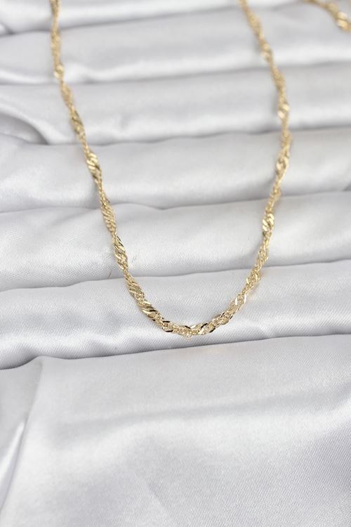 YRTCL CM 14K Gold Renk Burgu Yassı Model 60 cm Kadın Kolye