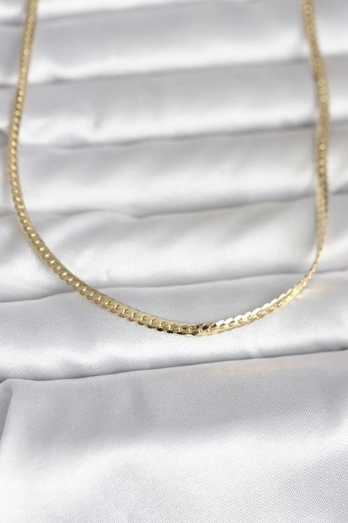 YRTCL CM 14K Gold Renk Yassı Zincir Model 45 cm Kadın Kolye