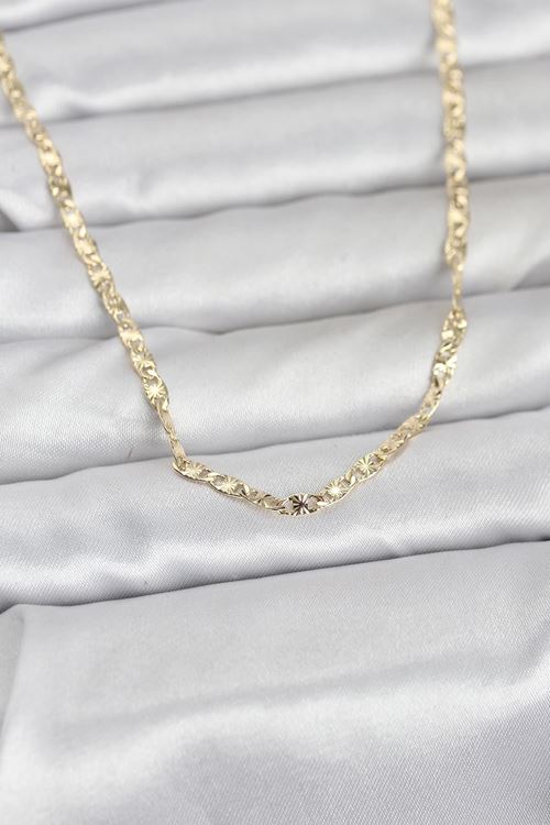 YRTCL CM 14K Gold Renk Lazer Zincirli Model 60 cm Kadın Kolye