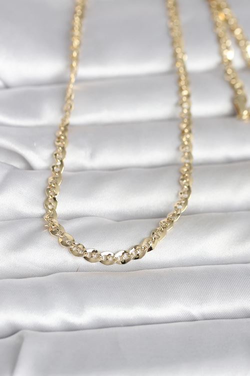 YRTCL CM 14K Gold Renk Yassı Oval Zincirli Model 60 cm Kadın Kolye
