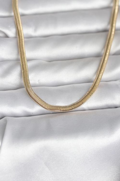 YRTCL CM 14K Gold Renk Yassı Yılan Zincir Model 45 cm Kadın Kolye