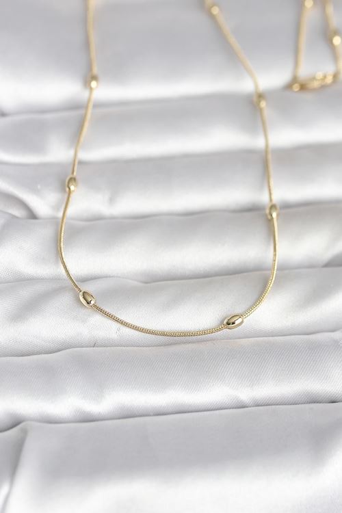 YRTCL CM 14K Gold Renk Yılan Zincirli Damla Topçuk Model 60 cm Kadın Kolye