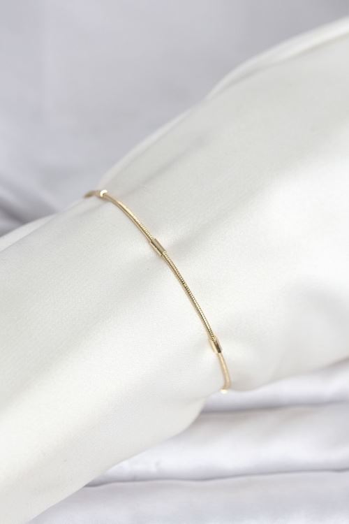 YRTCL CM 14K Gold Renk Barlı Yılan Zincir Model Kadın Bileklik