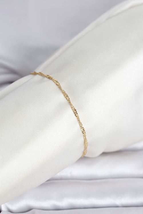 YRTCL CM 14K Gold Renk Ezme Burgu Zincir Model Kadın Bileklik