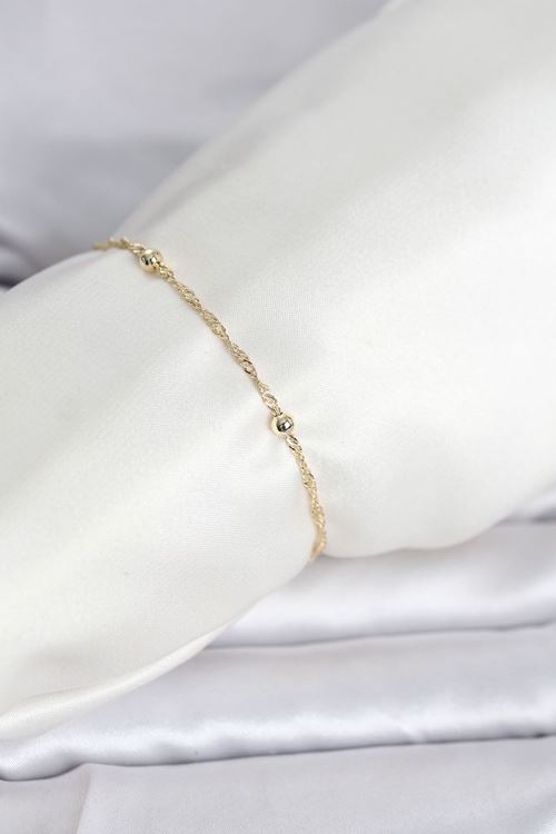 YRTCL CM 14K Gold Renk Burgu Topçuk Model Kadın Bileklik