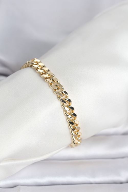 YRTCL CM 14K Gold Renk Ezme Kalın Zincir Model Kadın Bileklik
