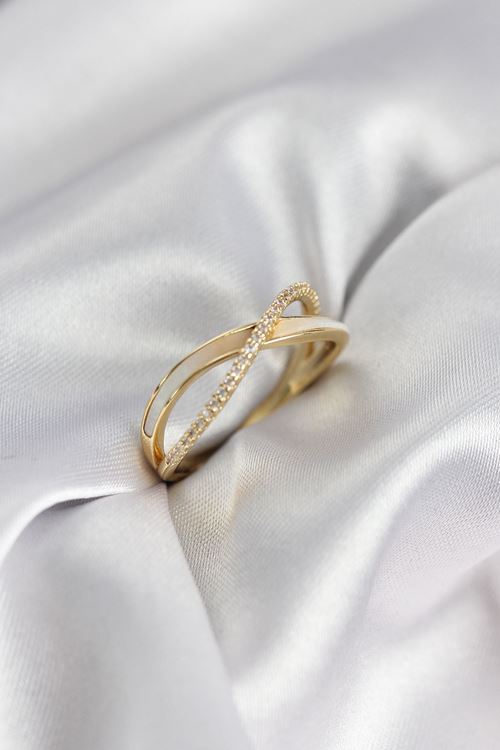 YRTCL Zirkon Taşlı Sarmal Sedefli Gold Renk Kadın Yüzük