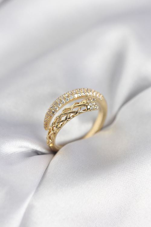 YRTCL Gold Renk Zirkon Taşlı Sarmal Kadın Yüzük