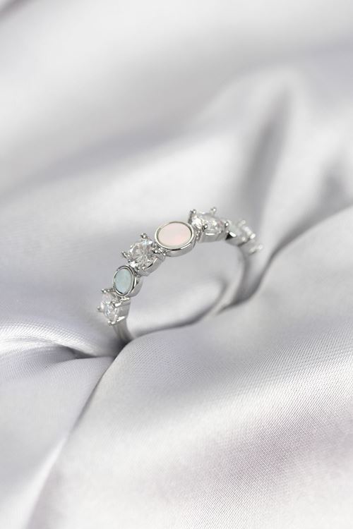 YRTCL Gümüş Renk Minimal Plaka ve Zirkon Taşlı Kadın Yüzük