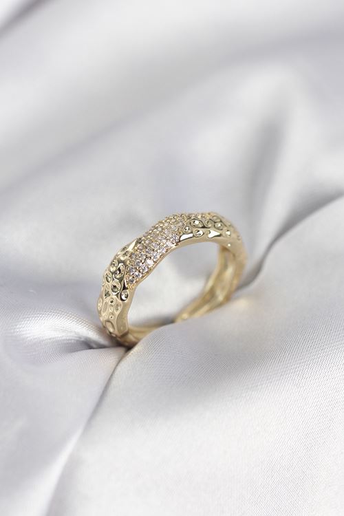 YRTCL Zirkon Taşlı Puntalı Gold Renk Kadın Yüzük