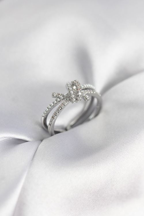 YRTCL Gümüş Renk İncili Zirkon Taşlı Düğüm Kadın Yüzük