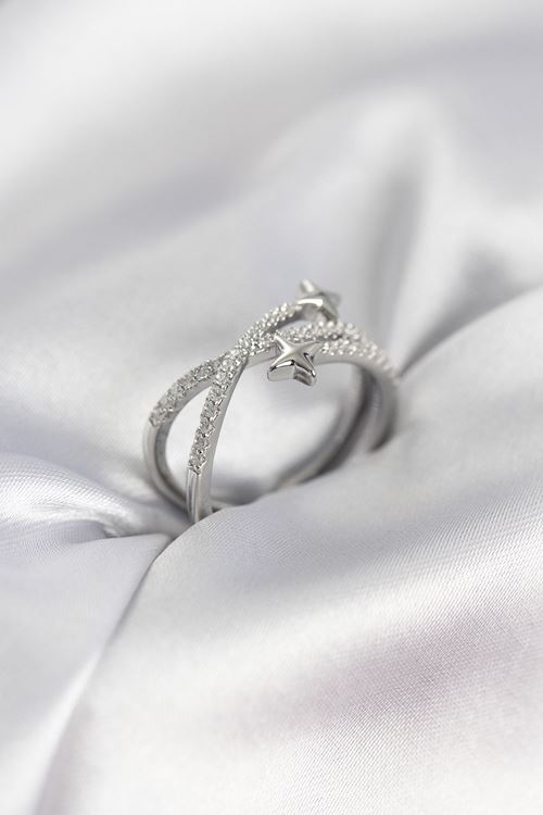 YRTCL Gümüş Renk Zirkon Taşlı Halley Model Kadın Yüzük