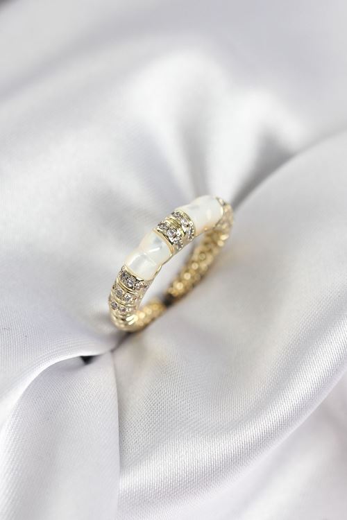 YRTCL Zirkon Taşlı Kemik Model Gold Renk Kadın Yüzük