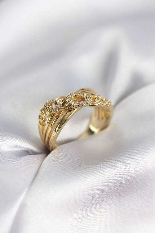 YRTCL Gold Renk Zirkon Taşlı Zincir Model Kadın Yüzük