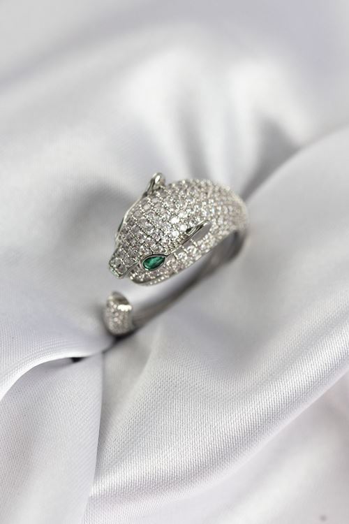 YRTCL Jaguar Model Gümüş Renk Zirkon Taşlı Kadın Yüzük